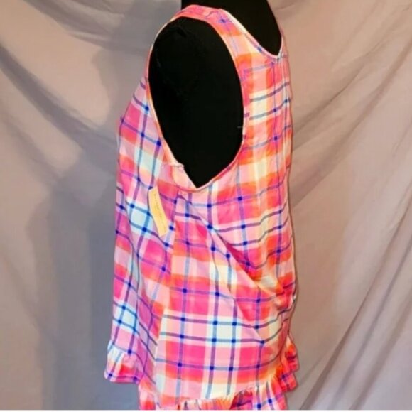 NWT Bobbie Brooks Sleepwear Tank Pink Plaid Ruffle Size L - Picture 2 of 4
